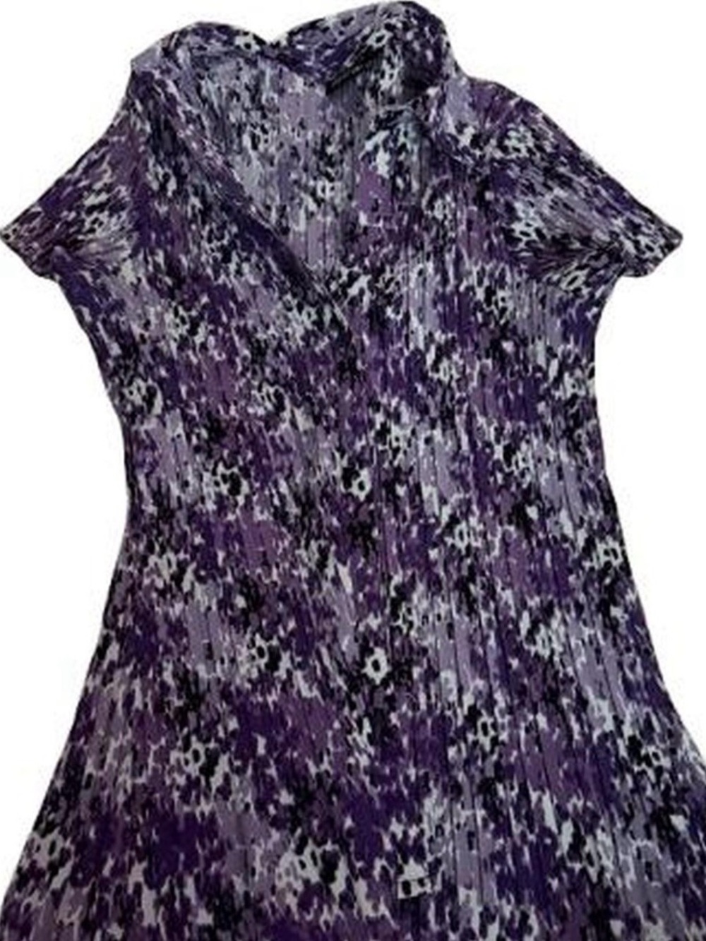 Apt. 9 Purple and Black Abstract Floral Short Sleeve Blouse